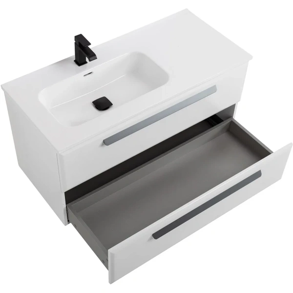 тумба под раковину cezares eco-cer-n 100 l eco-cer-n-1000-2c-so-bl-l подвесная bianco lucido без ручек