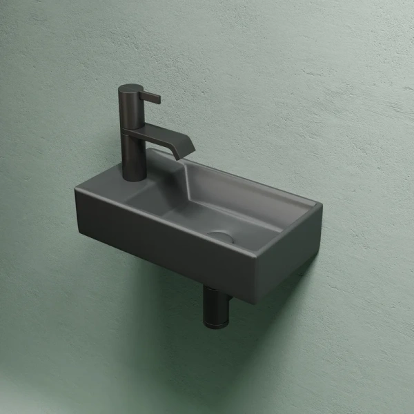 раковина ceramicanova element cn6051rmdh подвесная, чаша справа, 41.7х21.7 см, темный антрацит матовый