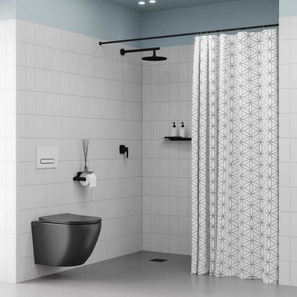 душевой комплект iddis optima home ophbl01i66 228 мм, черный матовый