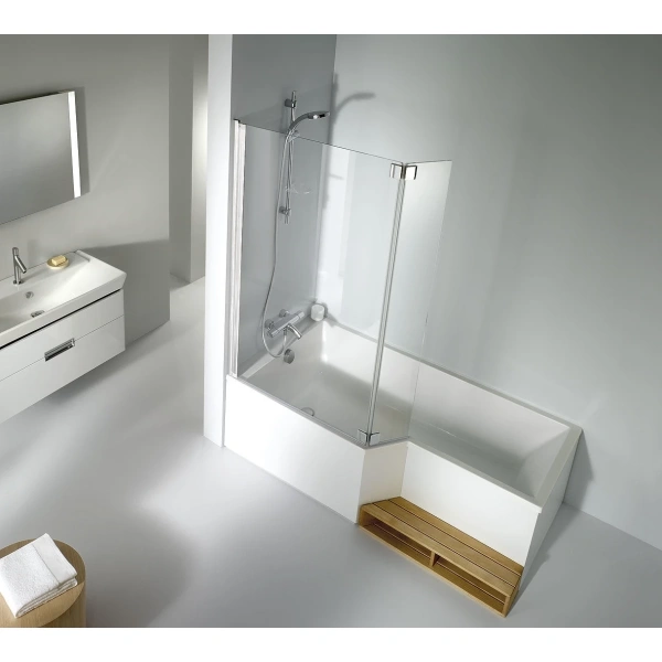 шторка на ванну jacob delafon bain douche neo 112x140 e4930-ga профиль хром, стекло прозрачное