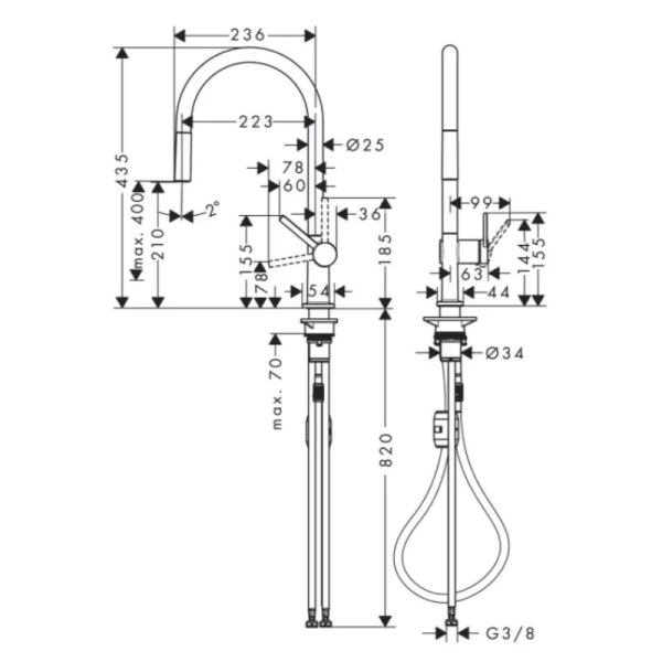 смеситель для кухни hansgrohe talis m54 72802000, хром