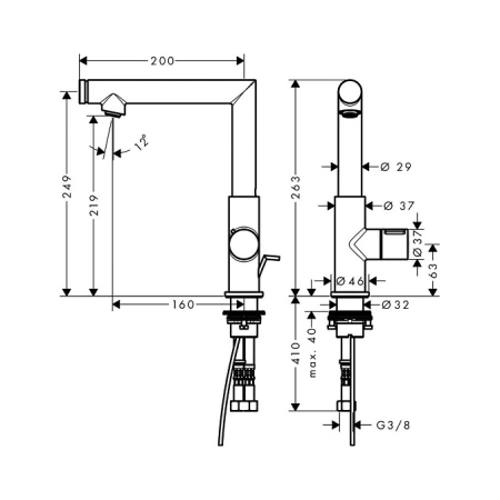 смеситель для раковины axor uno 
 45016340 black chrome