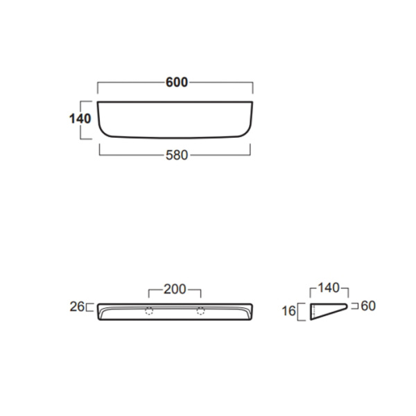 полка подвесная 60х14 см simas degrade de16bi цвет: белая
