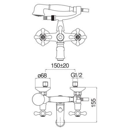 смеситель для ванны nobili grazia grc5001br ancient bronze