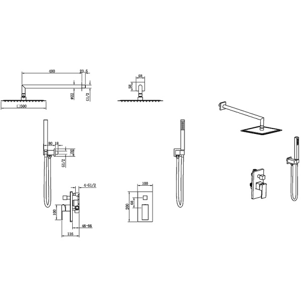 душевая система boheme qubic 474-3-sgm оружейная сталь глянцевая