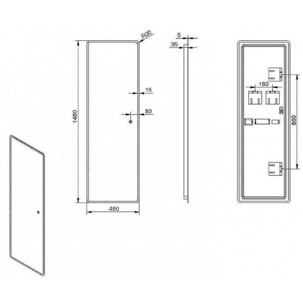 зеркало esbano es-2073 w 48x148 без подогрева