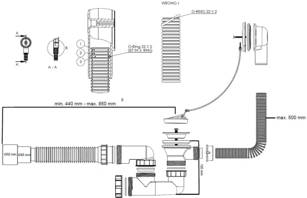 слив-перелив для ванны aquanet 328880 хром, с сифоном