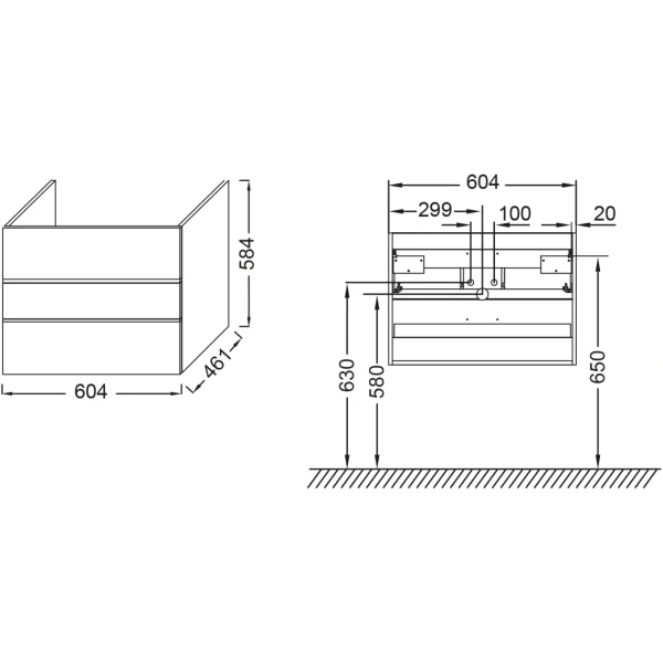 тумба под раковину jacob delafon lucien eb2056-e76-j5 60,4 см, подвесная, белый глянец/дуб корбридж
