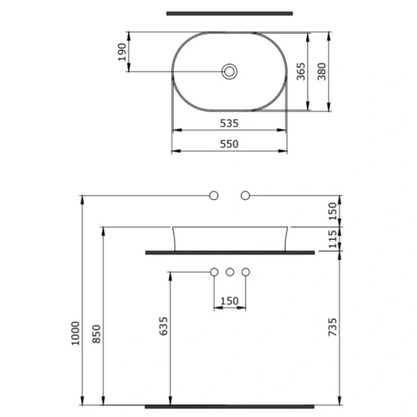 раковина 55x38 см berges ego sl 181212