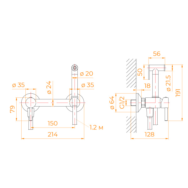 гигиенический душ со смесителем rgw shower panels sp-215-gr 581408215-11 серый брашированный