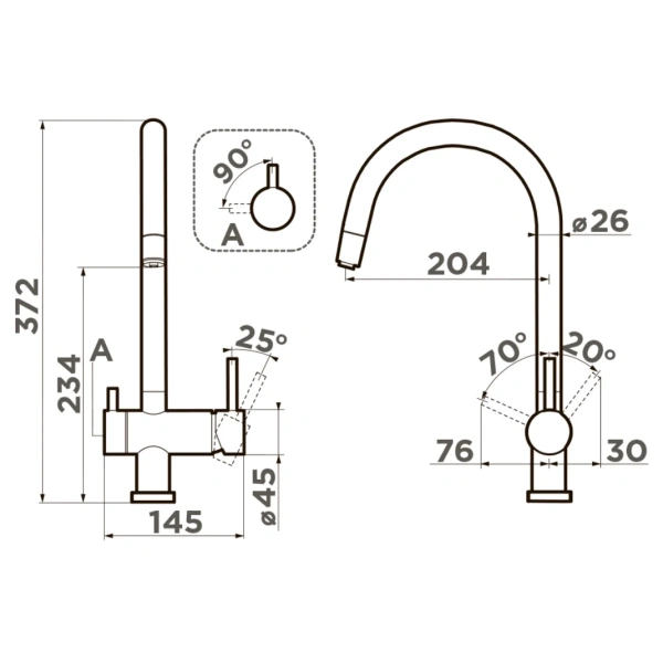 смеситель для кухни с подключением к фильтру omoikiri yamada-gb графит 4994361