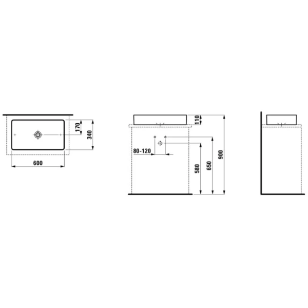 раковина накладная laufen living 60х34 cм 8.1143.4.400.112.1 с покрытием lcc
