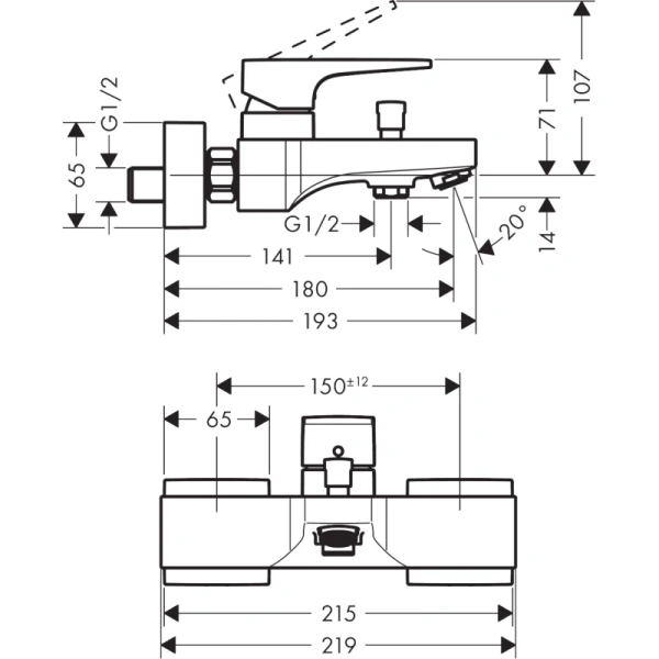смеситель для ванны hansgrohe metropol 32540990
