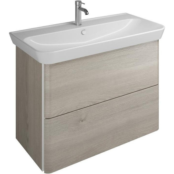 подвесная тумба с раковиной burgbad iveo 100 sfen100f2834g0161c0001*1 с двумя выдвижными ящиками., цвет фланелевый дубовый