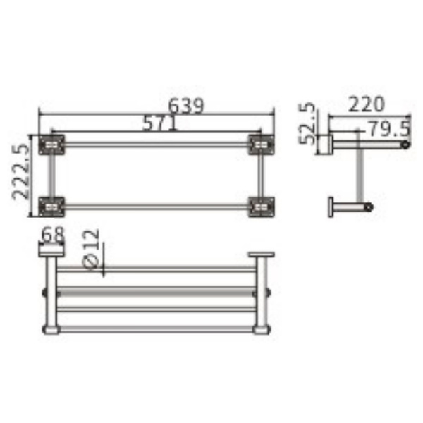 Полка для полотенец CeramaLux Gamma 12310 Хром