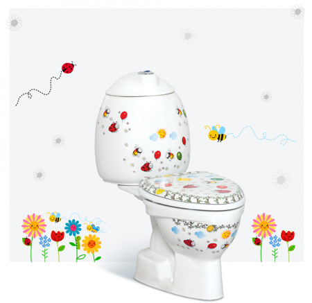унитаз компакт creavit cocuk ck310-11cb00e-ff00+kc0802.01.1000e белый с декором с сиденьем без бачка