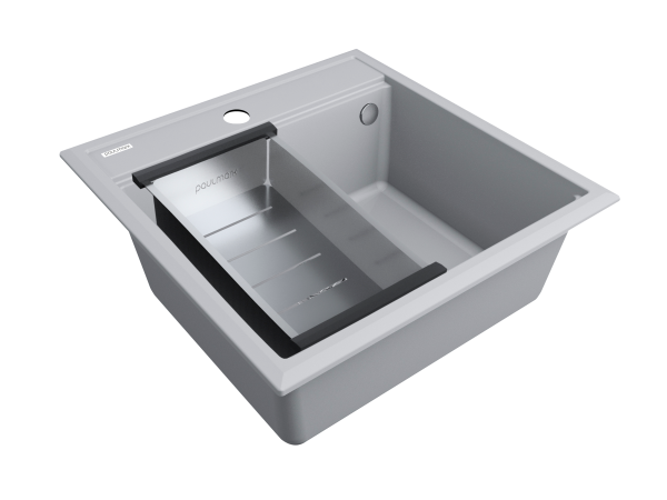 мойка stepia 50, it-granit + коландер advance брашированная нерж. сталь, pm115051-grs+a375-bs