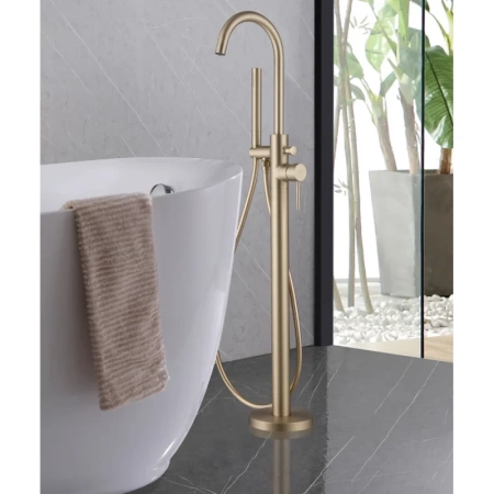 смеситель напольный для ванны abber wasser kreis af8115g золотой матовый