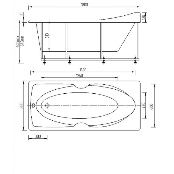 акриловая ванна aquatek европа 180х80 evr180-0000041 без гидромассажа с фронтальной панелью с каркасом (вклеенный) со слив-переливом (слева)