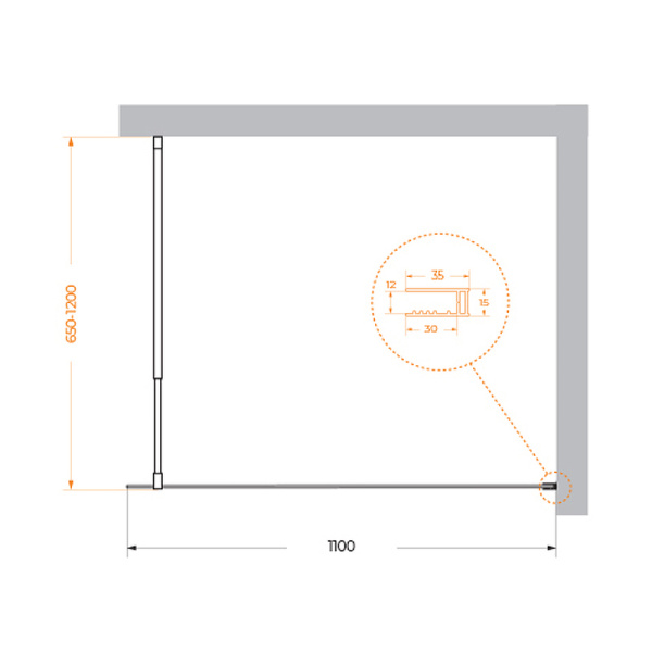 душевая перегородка belbagno kraft 110 kraft-l-1-110-c-nero профиль черный матовый стекло прозрачное