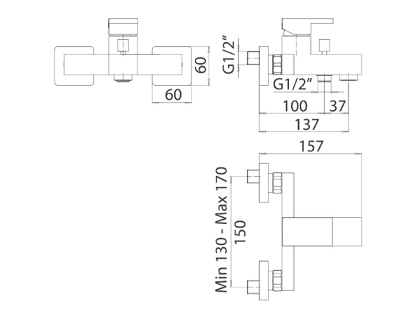 cмеситель для ванны и душа mamoli feel 1840pd40d221 с душевым гарнитуром, цвет хром