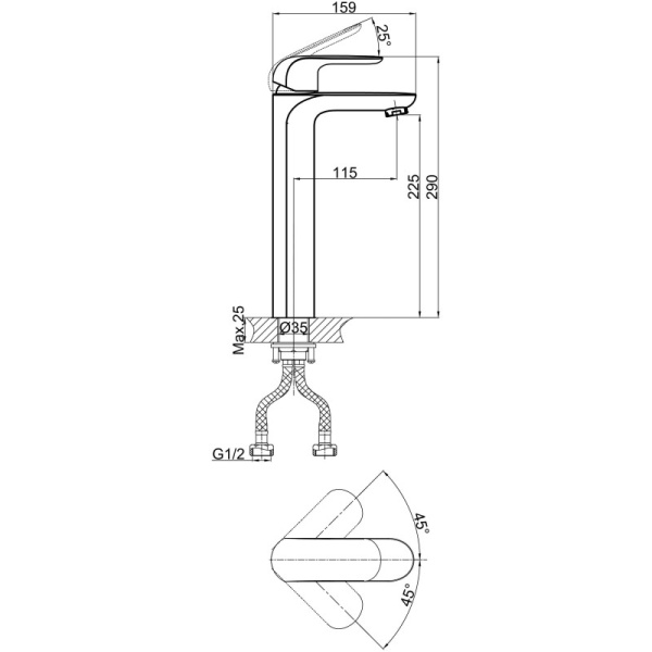 смеситель для раковины d&k gondolla da1022018