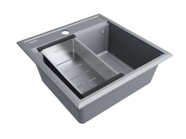 мойка stepia 50, it-granit + коландер advance брашированная нерж. сталь, pm115051-grm+a375-bs