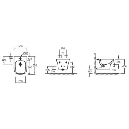 подвесное биде jacob delafon vox eme0002-00