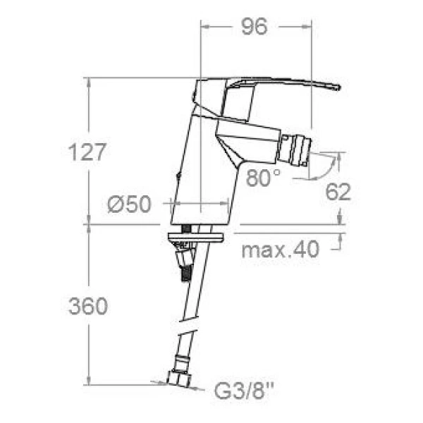 смеситель ramon soler new fly 570301nm для биде, без донного клапана, черный матовый