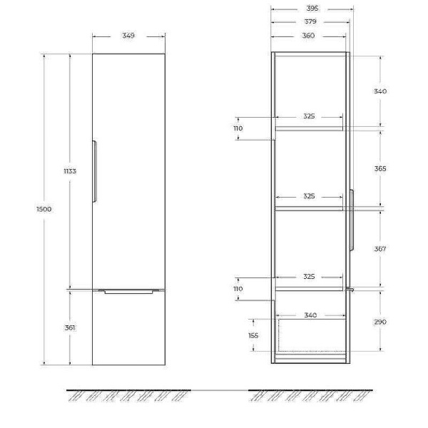 шкаф пенал cezares premium 35 55504 подвесной grigio nuvola