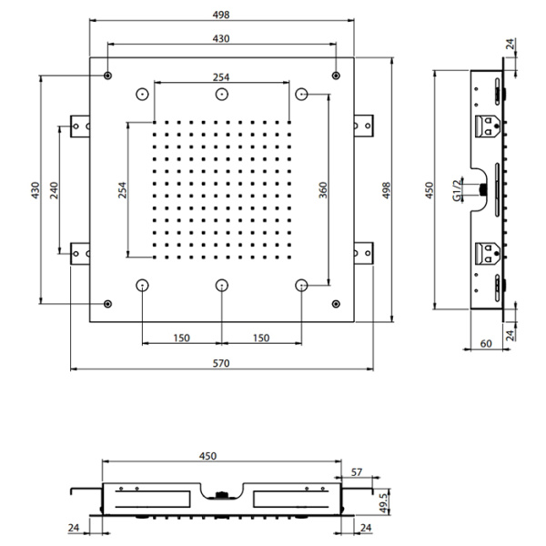 верхний душ fima|carlo frattini soffioni f2901ns 50х50 см, потолочный, чёрный матовый