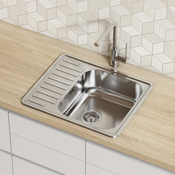 мойка врезного монтажа с сифоном 585*485 iddis strit s str58pdi77s, нерж. сталь, полир.