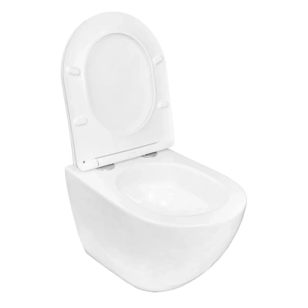 унитаз azario trevi az-0093uq3 подвесной, безободковый, с сиденьем микролифт, слив "торнадо", 49.5х36х39 см, белый