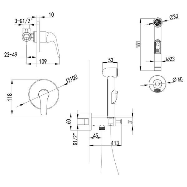 гигиенический душ со смесителем lemark plus advance lm1219c хром