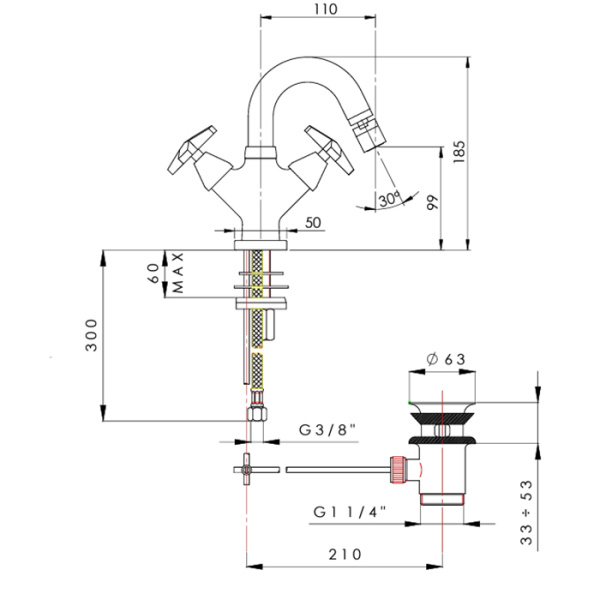 nicolazzi nicolazzi star смеситель для биде, на 1 отв., цвет: хром