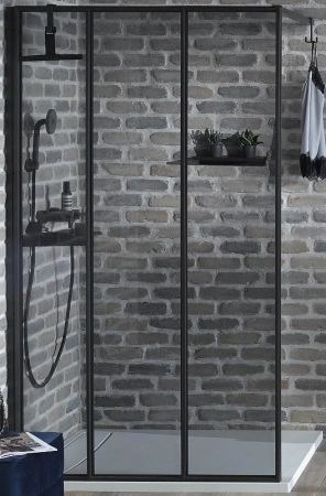 душевая стенка jacob delafon nouvelle vague 30 e94wi30-b1 профиль черный, стекло прозрачное