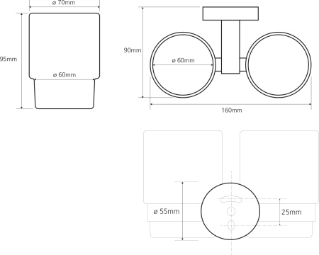 стакан для зубных щеток bemeta omega 104110022 двойной