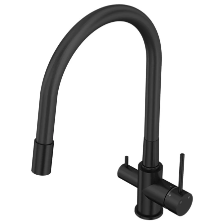 смеситель elghansa kitchen pure water 56f5216-black для кухни, с гибким изливом, с подключением к фильтру, черный матовый