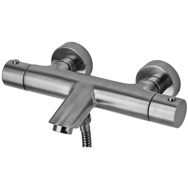 смеситель paffoni light liq023st для ванны с душем, термостат, с душевым гарнитуром, нержавеющая сталь
