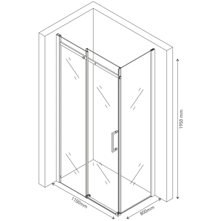 душевой уголок berges melita 110×80 061016 профиль хром, стекло прозрачное