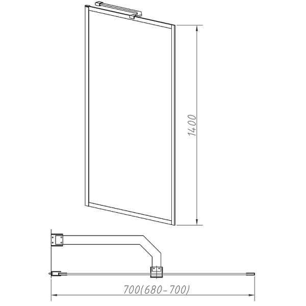 шторка на ванну vincea 70x140 vsb-41700flgm профиль вороненая сталь, стекло рифленое