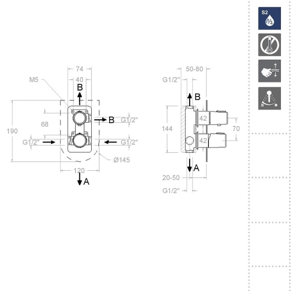 смеситель для душа ramonsoler tzar 341503snm черный матовый
