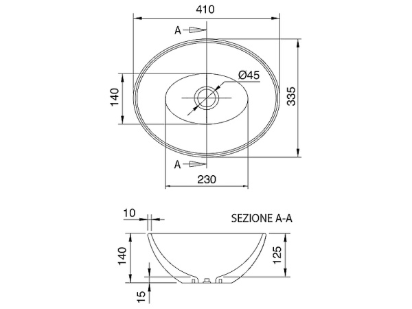 раковина scarabeo thin 8011* накладная, овальная, 41x33.5 см, белая