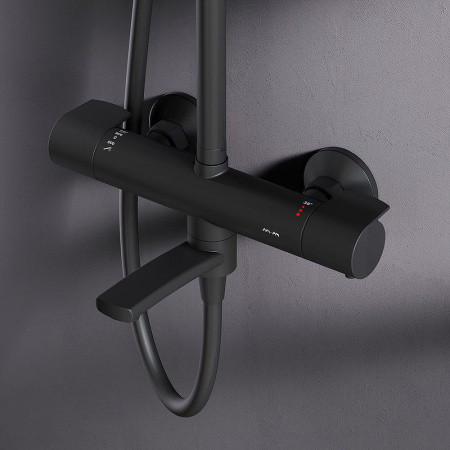 душевая система am.pm x-joy f0785a522 с термостатом, черный матовый