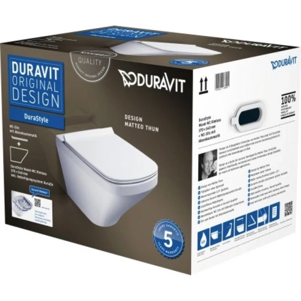 унитаз duravit durastyle 45510900a1 подвесной, безободковый, с сиденьем микролифт, белый