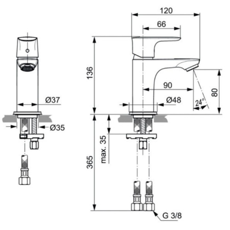 смеситель для раковины ideal standard connect air a7018aa