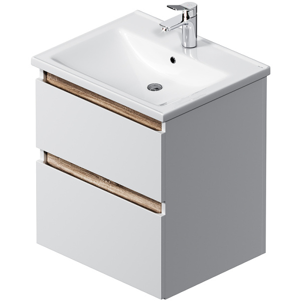 тумба под раковину am.pm x-joy m85afhx0552wg, подвесная, 55 см, 2 ящика, белый глянец