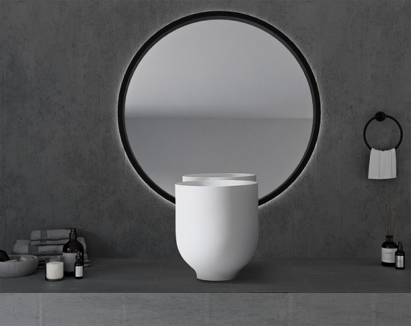 раковина abber stein as2618 накладная, ø40 см, белая матовый