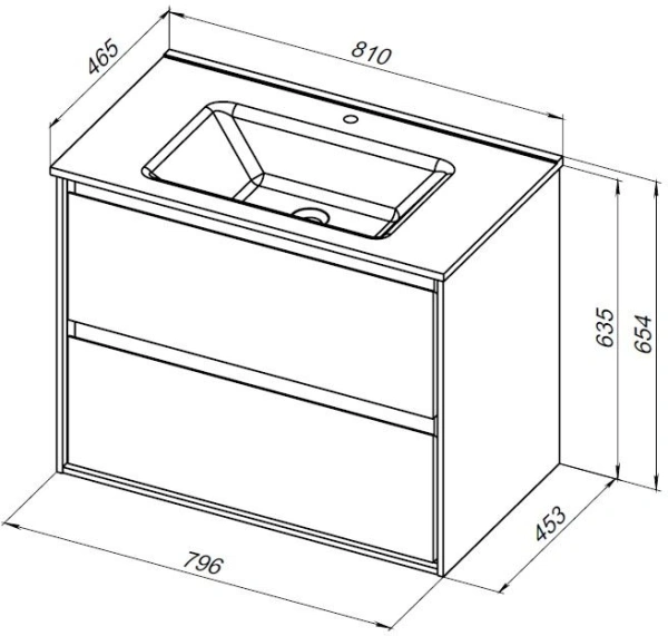 тумба под раковину aquanet милан 00336369 79.6x45.3 см, белый глянец