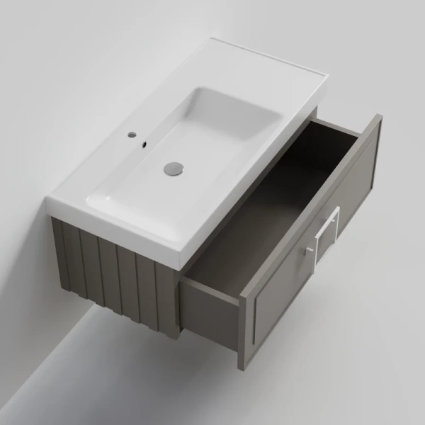 тумба под раковину la fenice cubo fnc-01-cub-c-100 97,6 см, подвесная, бежевый матовый